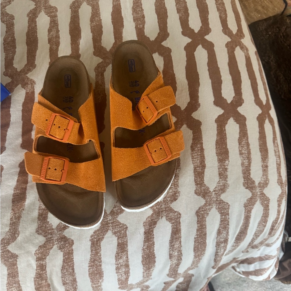 Orange Suede Birkenstocks